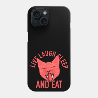 Cute Cat Yawning - Live Laugh Sleep - Aesthetic Tumblr Meow Kitty Phone Case