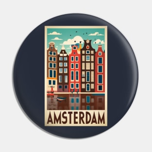 A Vintage Travel Art of Amsterdam - Netherlands Pin