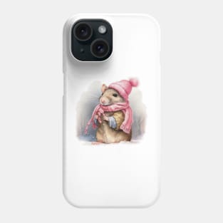 Adorable cute Mouse wearing a pink hat and scar Phone Case