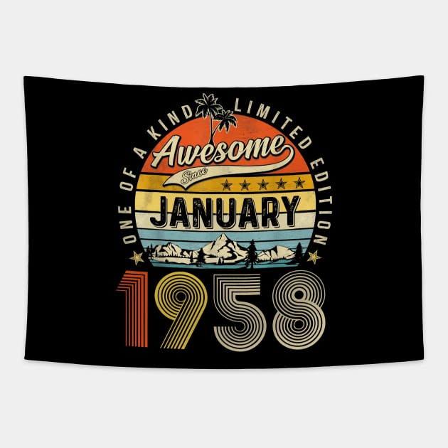Awesome Since January 1958 Vintage 65th Birthday Tapestry by nakaahikithuy