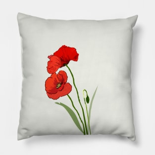 Red poppy flower Pillow