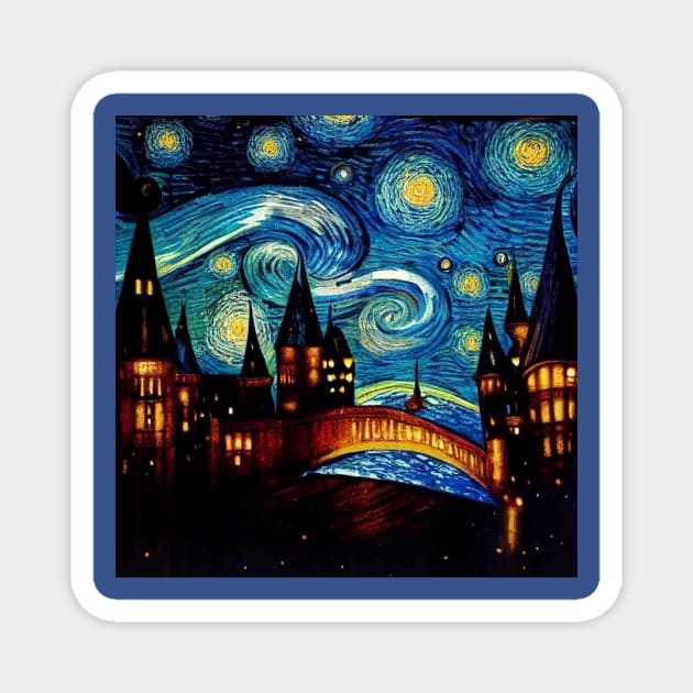 Starry Night Wizarding School Van Gogh Magnet by Grassroots Green