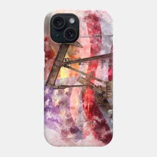 Pumpjack with American Flag silhouette watercolor Phone Case