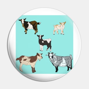 Seafoam Nigerian Dwarf Goats Pattern Pin