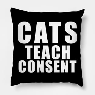 Cats teach consent - funny cat saying Pillow