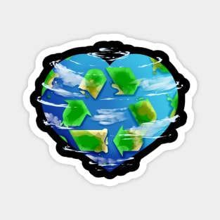 Earth Heart With Clouds And Recycle Logo For Earth Day Magnet