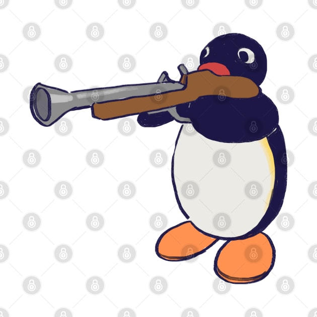 penguin with gun meme / pingu noot by mudwizard