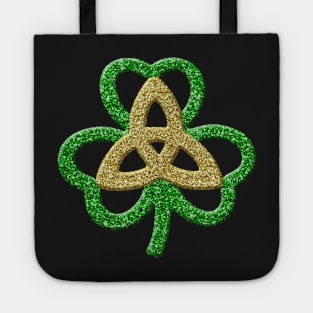 Green Gold Faux Glitter Shamrock And Trinity Knot Tote