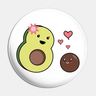 Mrs Avocado Kawaii And Baby Avocado Kawaii Pin