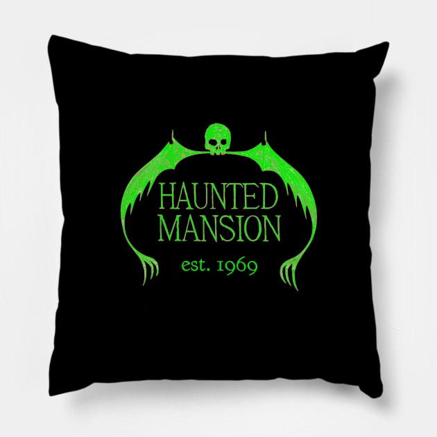 Haunted Mansion - Original logo - 50th Anniversary - Green T-Shirt Pillow by vampsandflappers