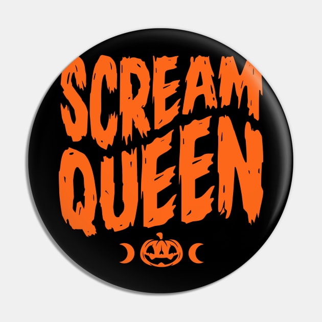 Scream Queen - Pumpkin Orange - Halloween - Graphic Pin by Nemons