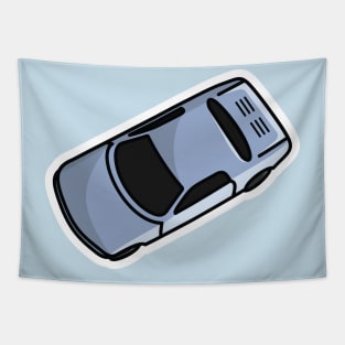 Sports Blue Car Sticker up view vector illustration. Vehicle transportation icon concept. Sports racing car sticker design logo with shadow. Tapestry