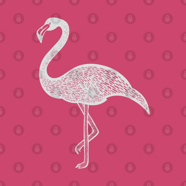 Flamingo Ink Art - cool and cute bird design on hot pink by Green Paladin