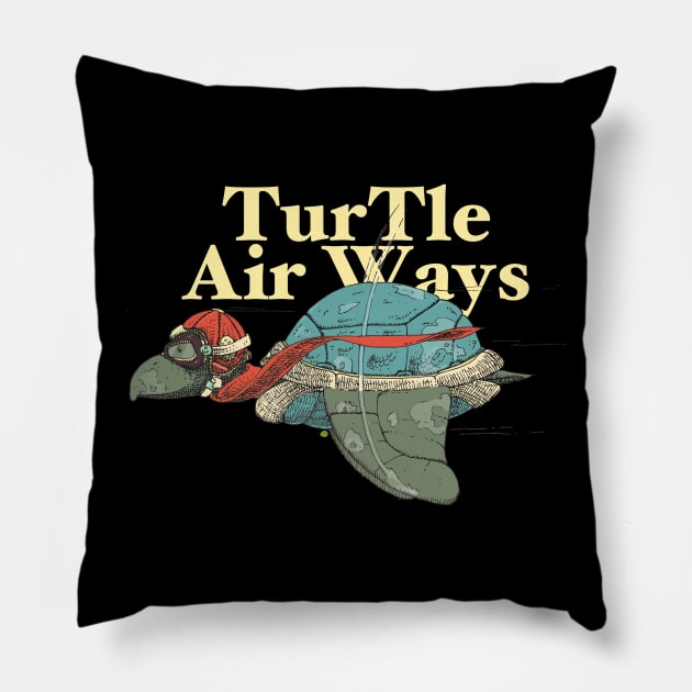 Turtle AirWays Pillow by RobertBretonArt