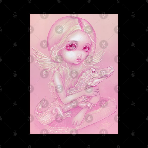 Pink Chibi Angel Pastel Goth with Crocodile by Wanderer Bat