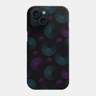 Concentrated blue and violet circles pattern on black. Phone Case