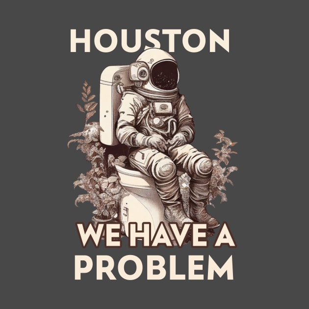 Astronaut on a toilet Houston we Have a Problem by One Eyed Cat Design