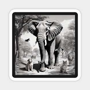 Elephant ,Painting , Poster , jungle safari Magnet