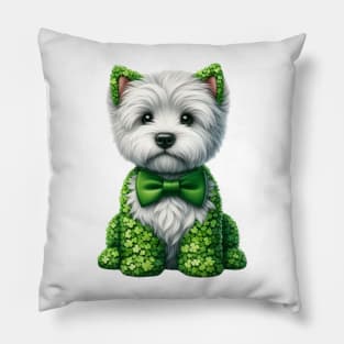 Clover West Highland White Terrier Dog St Patricks Day Pillow