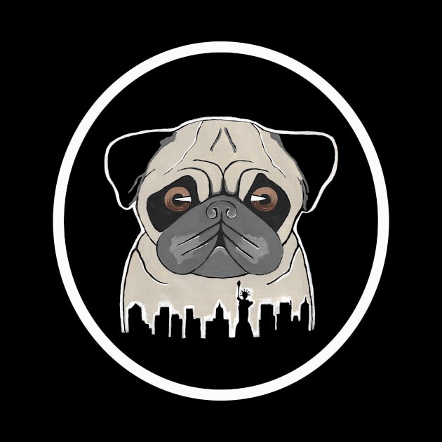 NEW YORK City Pug Dog Painting by SartorisArt1