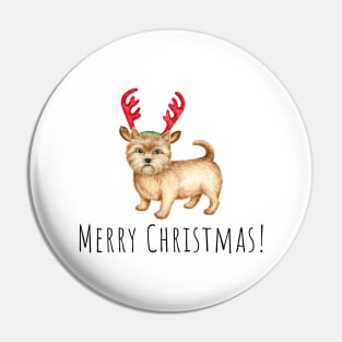 Cute Norwich terrier , Christmas dog Pin