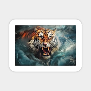Tiger Animal Wildlife Wilderness Colorful Realistic Illustration Magnet