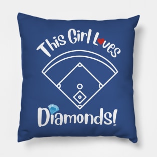 This Girl Loves Diamonds Baseball Pillow