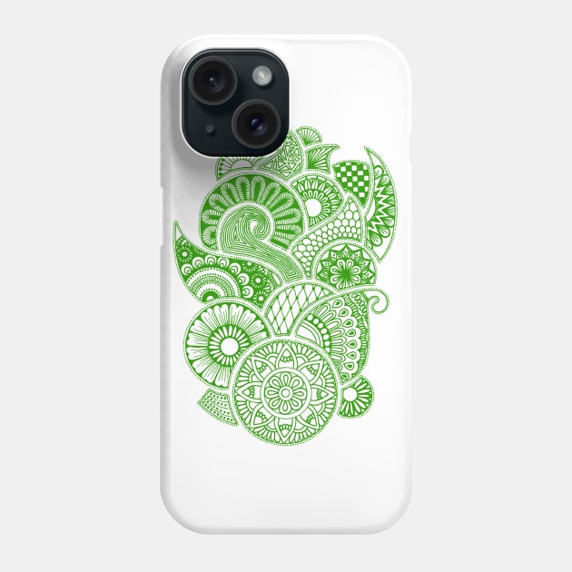 Abstract Mandala design (dark green on white) Phone Case by calenbundalas