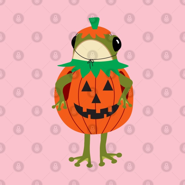 Frog in a Halloween pumpkin costume by Jennifer Ladd