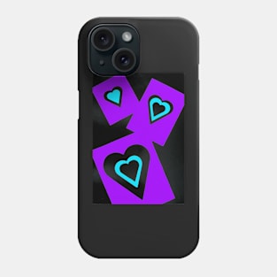 Hearts in Black Turquoise and Purple Var 4 Alternate Options Phone Case