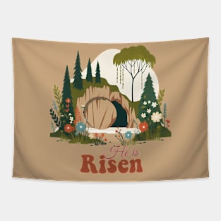 He is Risen, Easter celebration design Tapestry