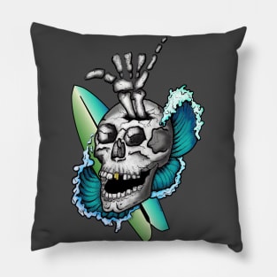 Surfs Up Skull Pillow