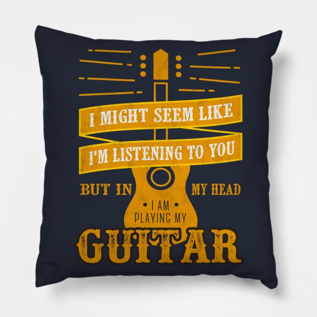 Playing my guitar: guitarist music lover Pillow by OutfittersAve