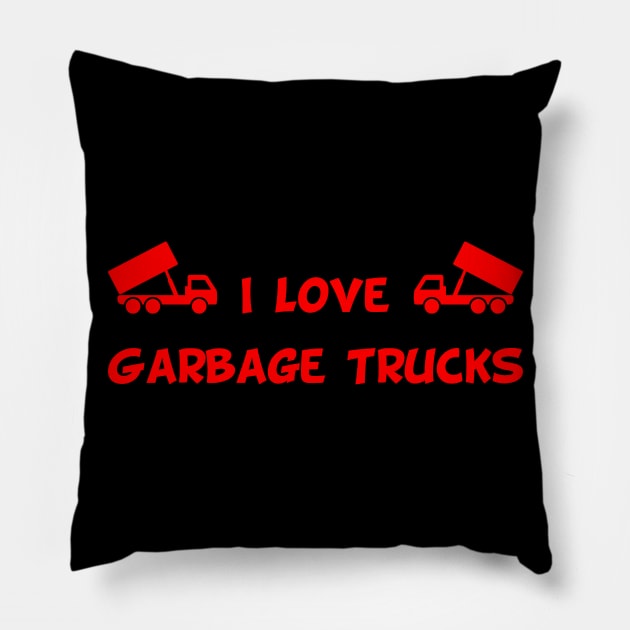 I love garbage trucks Pillow by Lin Watchorn 