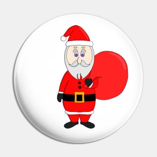 Cute Santa Claus Holding Bag of Gifts Pin