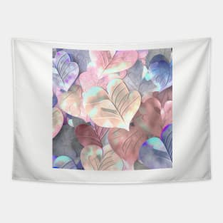 Lovely Leaves Series ! - Beautiful colorful pattern of fall leaves shaped as valentine hearts lithograph Tapestry