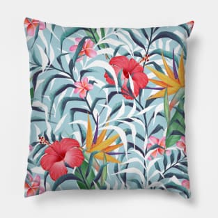 Tropical plants. Seamless floral pattern Pillow