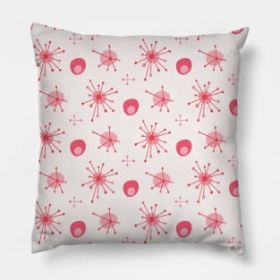 Atomic MCM Starburst Pattern Pink, Red Pillow