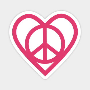 PEACE And Love Sign Raspberry Sorbet Magnet