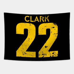 Caitlin Clark Yellow Distressed Jersey Number 22 Tapestry