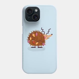 Cute winter hedgehog with christmas lights - red, yellow, pink, brown, blue Phone Case