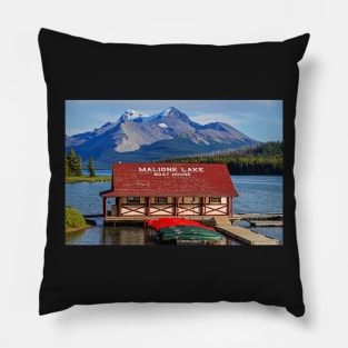 Jasper National Park Maligne Lake Boat House Albert Canada Pillow