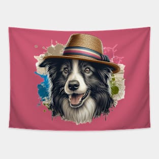 Border Collie Splash Art Tapestry