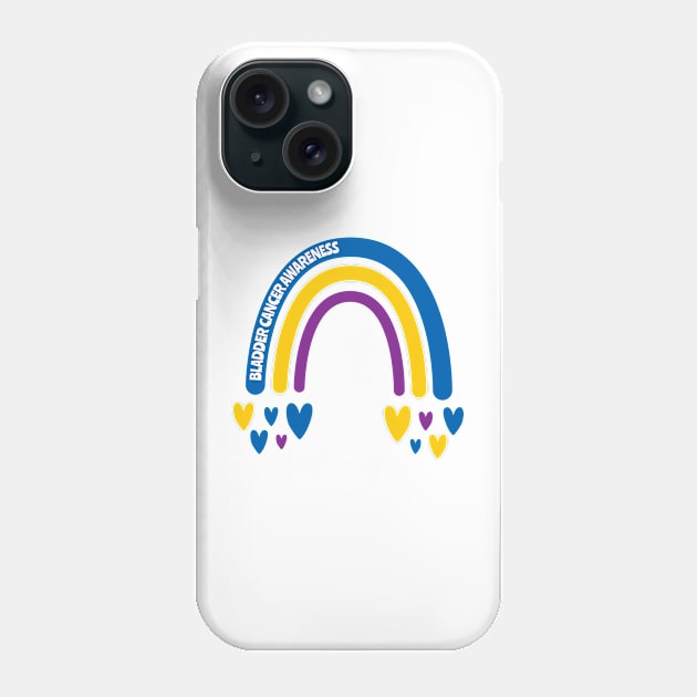 Bladder Cancer Awareness Rainbow with hearts Phone Case by Teamtsunami6