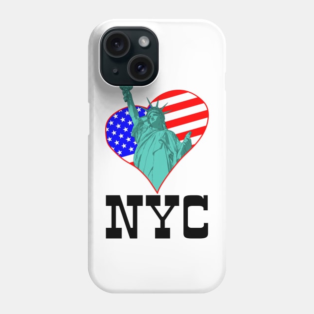 Statue of Liberty in the heart and NYC Phone Case by STARSsoft