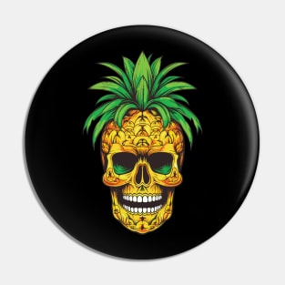 Hawaiian Skull Pineapple Tropical Vacation Graphic Pin