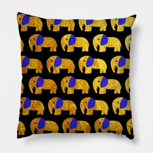 elephant stampede arts in painting pattern in gold Pillow