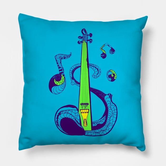 Neon Green String Violin Pillow by kenallouis