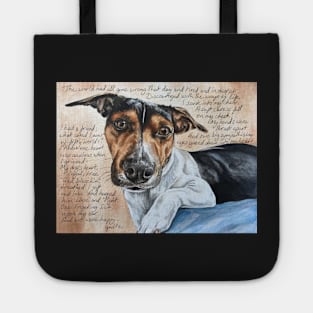 ‘My Comforter’ poem and Jack Russell painting. Tote