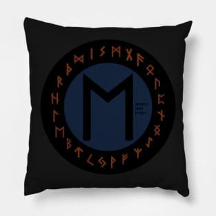 Blue Ehwaz Elder Futhark Rune | Viking | Pagan Symbol Pillow